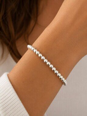 925 Sterling Silver Bead Bracelet 4 mm Ball Bracelet Small Round Bead Bracelet